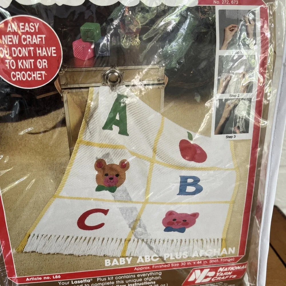 Lot Lasetta Plus Baby Lamb Afghan Crochet & Baby ABC Plus Cat Bear Afghan